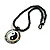 Mother Of Pearl 'Yin Yang' Round Pendant with Twisted Glass Bead Necklace in Black - 44cm L/ 50mm Diameter - view 6