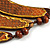 Tribal Layered Wooden Bar with Snake Print Leather Detailing Cotton Cord Necklace (Brown) - 54cm L (Min)/ Adjustable - view 4