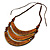 Tribal Layered Wooden Bar with Snake Print Leather Detailing Cotton Cord Necklace (Brown) - 54cm L (Min)/ Adjustable - view 6