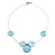 Delicate Floating Light Blue Shell Bead Wire Necklace in Silver Tone - 44cm L - view 4