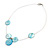 Delicate Floating Light Blue Shell Bead Wire Necklace in Silver Tone - 44cm L - view 8