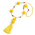 Banana Yellow Glass Bead, Pom Pom, Tassel Long Necklace - 88cm L/ 17cm Tassel - view 3