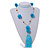 Turquoise Blue Pom Pom, Glass Bead, Tassel Long Necklace - 88cm L/ 17cm Tassel - view 2