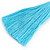 Turquoise Blue Pom Pom, Glass Bead, Tassel Long Necklace - 88cm L/ 17cm Tassel - view 7