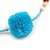Turquoise Blue Pom Pom, Glass Bead, Tassel Long Necklace - 88cm L/ 17cm Tassel - view 6