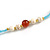 Turquoise Blue Pom Pom, Glass Bead, Tassel Long Necklace - 88cm L/ 17cm Tassel - view 4