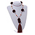 Deep Brown Pom Pom, Glass Bead, Tassel Long Necklace - 88cm L/ 17cm Tassel - view 2