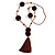 Deep Brown Pom Pom, Glass Bead, Tassel Long Necklace - 88cm L/ 17cm Tassel - view 9