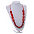 Red Square Ceramic Bead Cotton Cord Necklace - 90cm Long - view 2