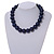 Chunky Dark Blue Round Bead Wood Flex Necklace - 44cm Long - view 2