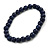 Chunky Dark Blue Round Bead Wood Flex Necklace - 44cm Long - view 6