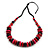 Red/ Purple/ Pink  Wood Button/ Round Bead Black Cotton Cord Necklace - 80cm Max Lenght - Adjustable - view 6