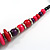 Red/ Purple/ Pink  Wood Button/ Round Bead Black Cotton Cord Necklace - 80cm Max Lenght - Adjustable - view 4