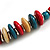 Red/ Natural/ Teal Wood Button/ Round Bead Black Cotton Cord Necklace - 80cm Max Lenght - Adjustable - view 4
