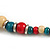 Red/ Natural/ Teal Wood Button/ Round Bead Black Cotton Cord Necklace - 80cm Max Lenght - Adjustable - view 6