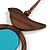 Brown/ Light Blue Bird and Circle Wooden Pendant Cotton Cord Long Necklace - 84cm L/ 10cm Pendant - view 5