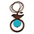 Brown/ Light Blue Bird and Circle Wooden Pendant Cotton Cord Long Necklace - 84cm L/ 10cm Pendant - view 4