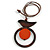 Brown/ Orange Bird and Circle Wooden Pendant Cotton Cord Long Necklace - 84cm L/ 10cm Pendant - view 3