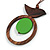 Brown/ Green Bird and Circle Wooden Pendant Cotton Cord Long Necklace - 84cm L/ 10cm Pendant - view 3