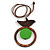 Brown/ Green Bird and Circle Wooden Pendant Cotton Cord Long Necklace - 84cm L/ 10cm Pendant - view 4