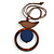Brown/ Dark Blue Bird and Circle Wooden Pendant Cotton Cord Long Necklace - 84cm L/ 10cm Pendant - view 3