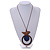 Brown/ Dark Blue Bird and Circle Wooden Pendant Cotton Cord Long Necklace - 84cm L/ 10cm Pendant - view 2
