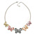 Pastel Pink/ Grey/ Yellow Enamel Butterfly with Silver Tone Chain Necklace - 40cm L/ 6cm Ext - view 2