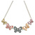 Pastel Pink/ Grey/ Yellow Enamel Butterfly with Silver Tone Chain Necklace - 40cm L/ 6cm Ext