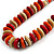 Orange/ Red/ Natural Wood Button/ Round Bead Black Cotton Cord Necklace - 80cm Max Lenght - Adjustable - view 4