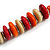 Orange/ Red/ Natural Wood Button/ Round Bead Black Cotton Cord Necklace - 80cm Max Lenght - Adjustable - view 5