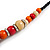Orange/ Red/ Natural Wood Button/ Round Bead Black Cotton Cord Necklace - 80cm Max Lenght - Adjustable - view 6