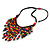 Statement Multicoloured Wooden Bead Fringe Black Cotton Cord Necklace - Adjustable - view 4