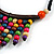 Statement Multicoloured Wooden Bead Fringe Black Cotton Cord Necklace - Adjustable - view 6