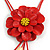 Red Leather Daisy Pendant with Long Cotton Cord - 80cm L/ 18cm L Pendant - Adjustable - view 4