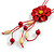 Red Leather Daisy Pendant with Long Cotton Cord - 80cm L/ 18cm L Pendant - Adjustable - view 5