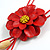 Red Leather Daisy Pendant with Long Cotton Cord - 80cm L/ 18cm L Pendant - Adjustable - view 6