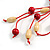 Red Leather Daisy Pendant with Long Cotton Cord - 80cm L/ 18cm L Pendant - Adjustable - view 7