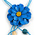 Blue Leather Daisy Pendant with Long Cotton Cord - 80cm L/ 18cm L Pendant - Adjustable - view 7