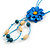 Blue Leather Daisy Pendant with Long Cotton Cord - 80cm L/ 18cm L Pendant - Adjustable - view 6