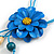 Blue Leather Daisy Pendant with Long Cotton Cord - 80cm L/ 18cm L Pendant - Adjustable - view 5