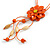Orange Leather Daisy Pendant with Long Cotton Cord - 80cm L/ 18cm L Pendant - Adjustable - view 5