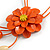 Orange Leather Daisy Pendant with Long Cotton Cord - 80cm L/ 18cm L Pendant - Adjustable - view 4