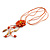 Orange Leather Daisy Pendant with Long Cotton Cord - 80cm L/ 18cm L Pendant - Adjustable - view 7