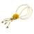 Yellow Leather Daisy Pendant with Long Cotton Cord - 80cm L/ 18cm L Pendant - Adjustable - view 8