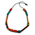 Multicoloured Geometric Wooden Bead Necklace with Black Cotton Cord - 84cm Long Adjustable - view 3