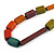 Multicoloured Geometric Wooden Bead Necklace with Black Cotton Cord - 84cm Long Adjustable - view 4