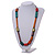 Multicoloured Geometric Wooden Bead Necklace with Black Cotton Cord - 84cm Long Adjustable - view 2