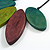 Purple/ Teal/ Olive Green Wood Leaf with Black Cotton Cord Necklace - 100cm Long - Adjustable - view 4