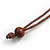 Brown/ Pink Double Circle Wooden Pendant Brown Cotton Cord Long Necklace - 80cm L/ 10cm Pendant - Adjustable - view 7