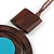 Brown/ Turquoise Blue Double Circle Wooden Pendant Brown Cotton Cord Long Necklace - 80cm L/ 10cm Pendant - Adjustable - view 5